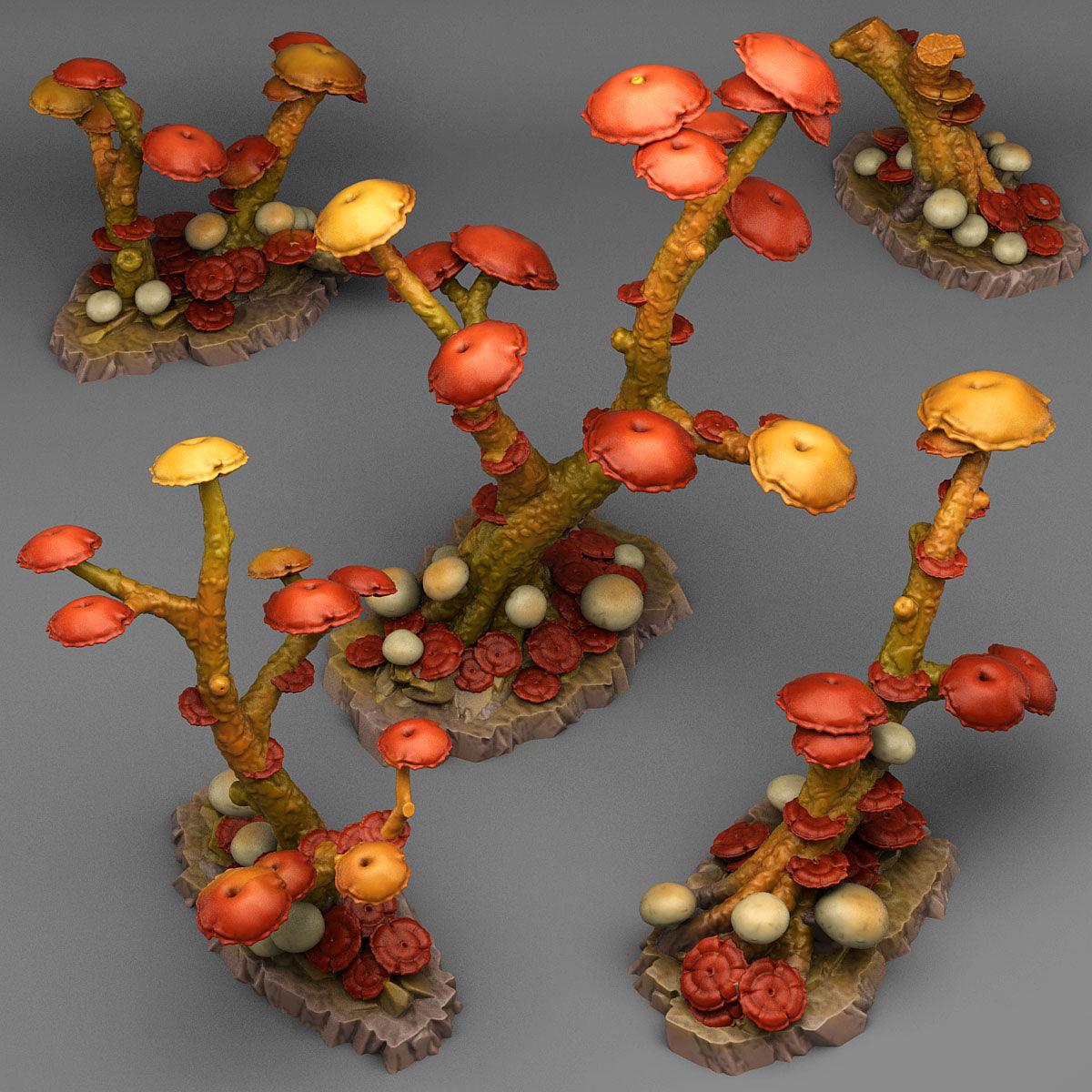 3D Printed Fantastic Plants and Rocks Mushrooms Trees 28mm - 32mm D&D Wargaming