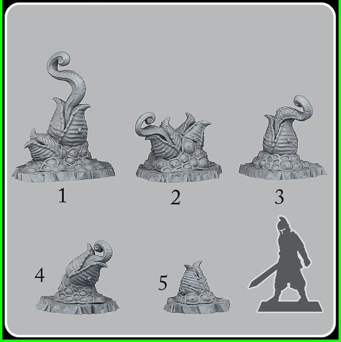 3D Printed Fantastic Plants and Rocks Mutant Plants 28mm - 32mm D&D Wargaming