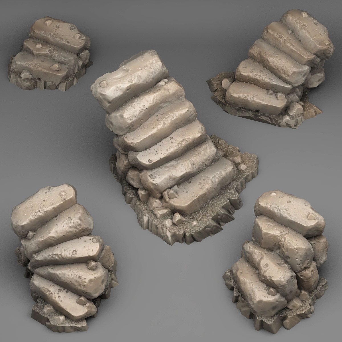 3D Printed Fantastic Plants and Rocks Natural Stone Stairs 28mm - 32mm D&D Wargaming