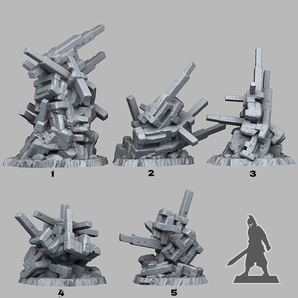 3D Printed Fantastic Plants and Rocks Natural Strap Stones 28mm - 32mm D&D Wargaming