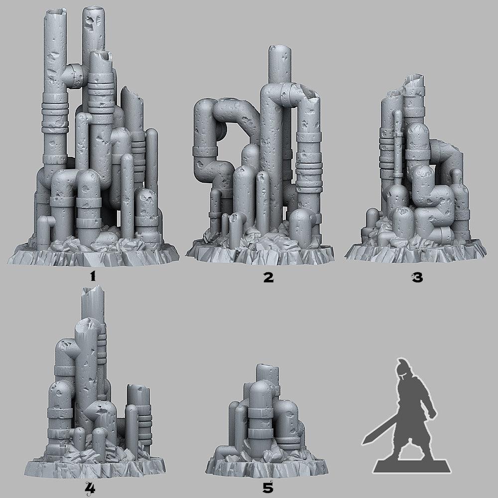 3D Printed Fantastic Plants and Rocks Neglected Martian Pipeworks 28mm - 32mm D&D Wargaming