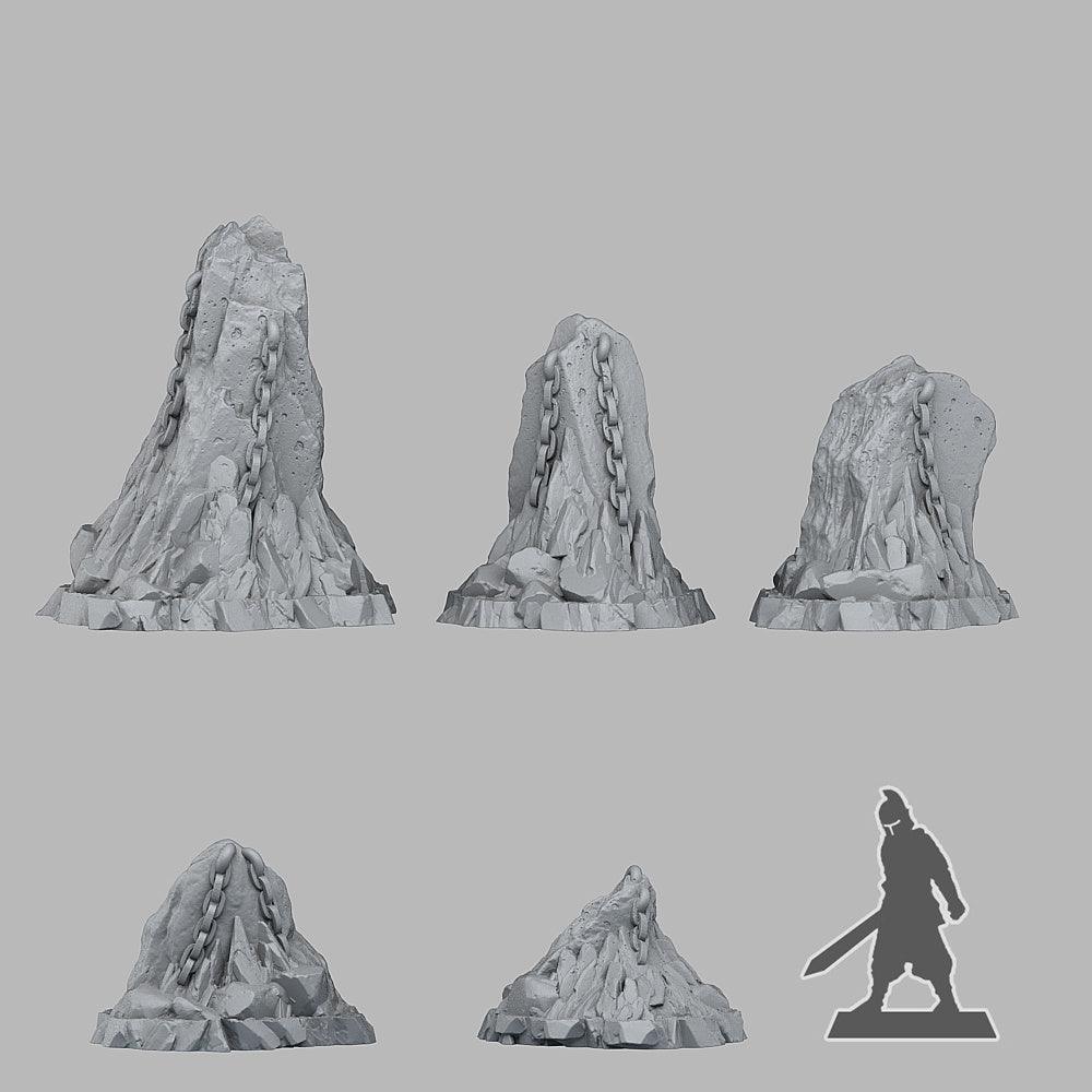 3D Printed Fantastic Plants and Rocks OLD HELL ROCKS 28mm - 32mm D&D Wargaming