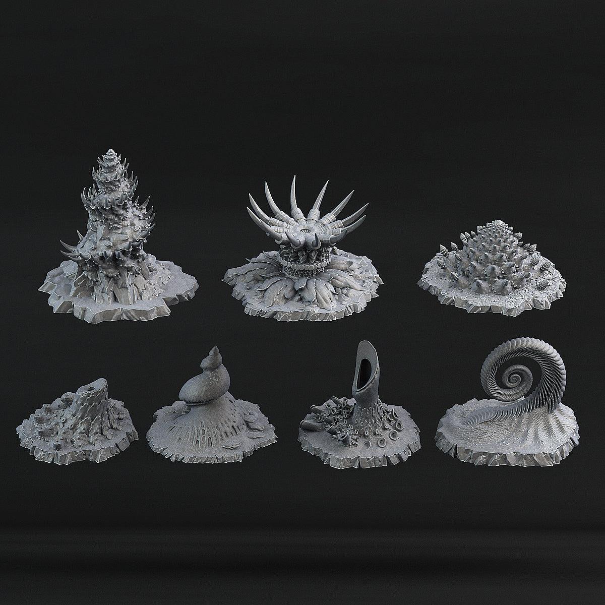 3D Printed Fantastic Plants and Rocks Ocean Sea Terrain Set 28mm - 32mm D&D Wargaming