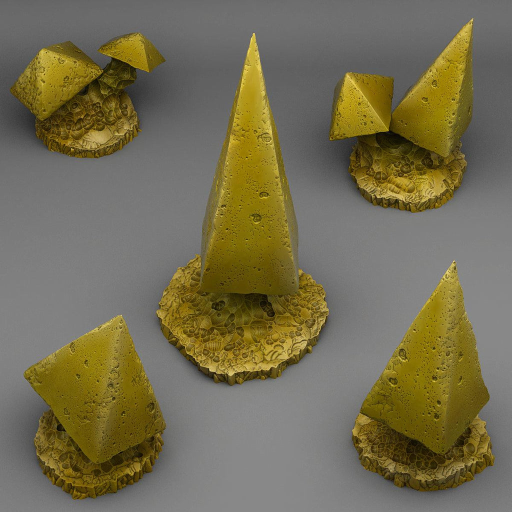 3D Printed Fantastic Plants and Rocks PYRAMID MUSHROOMS 28mm - 32mm D&D Wargaming