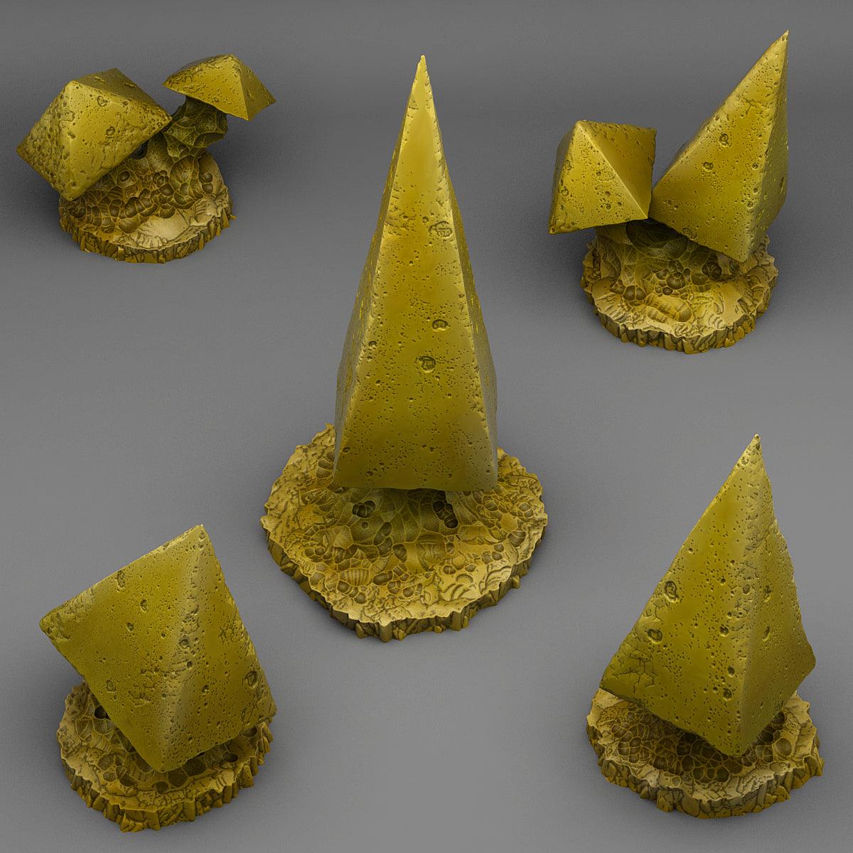 3D Printed Fantastic Plants and Rocks PYRAMID MUSHROOMS 28mm - 32mm D&D Wargaming