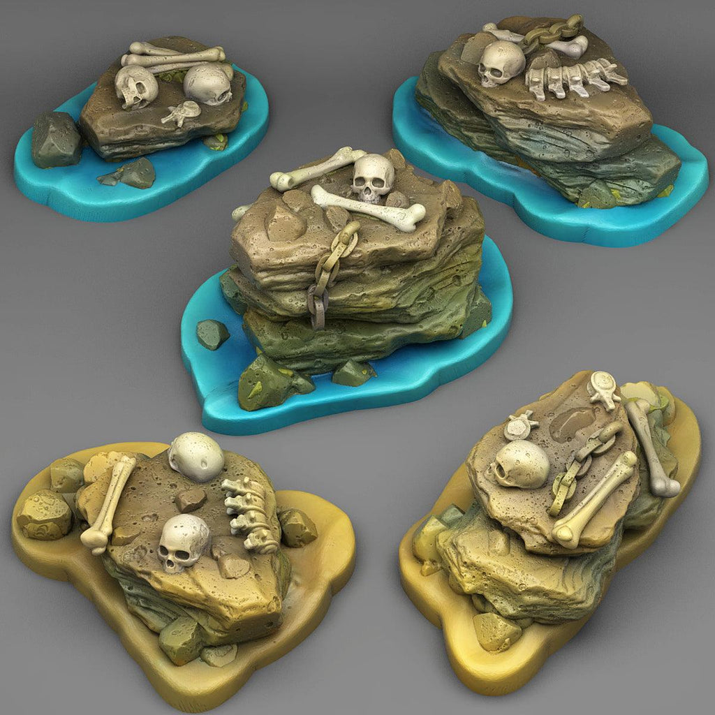 3D Printed Fantastic Plants and Rocks Pirates Stones 28mm - 32mm D&D Wargaming