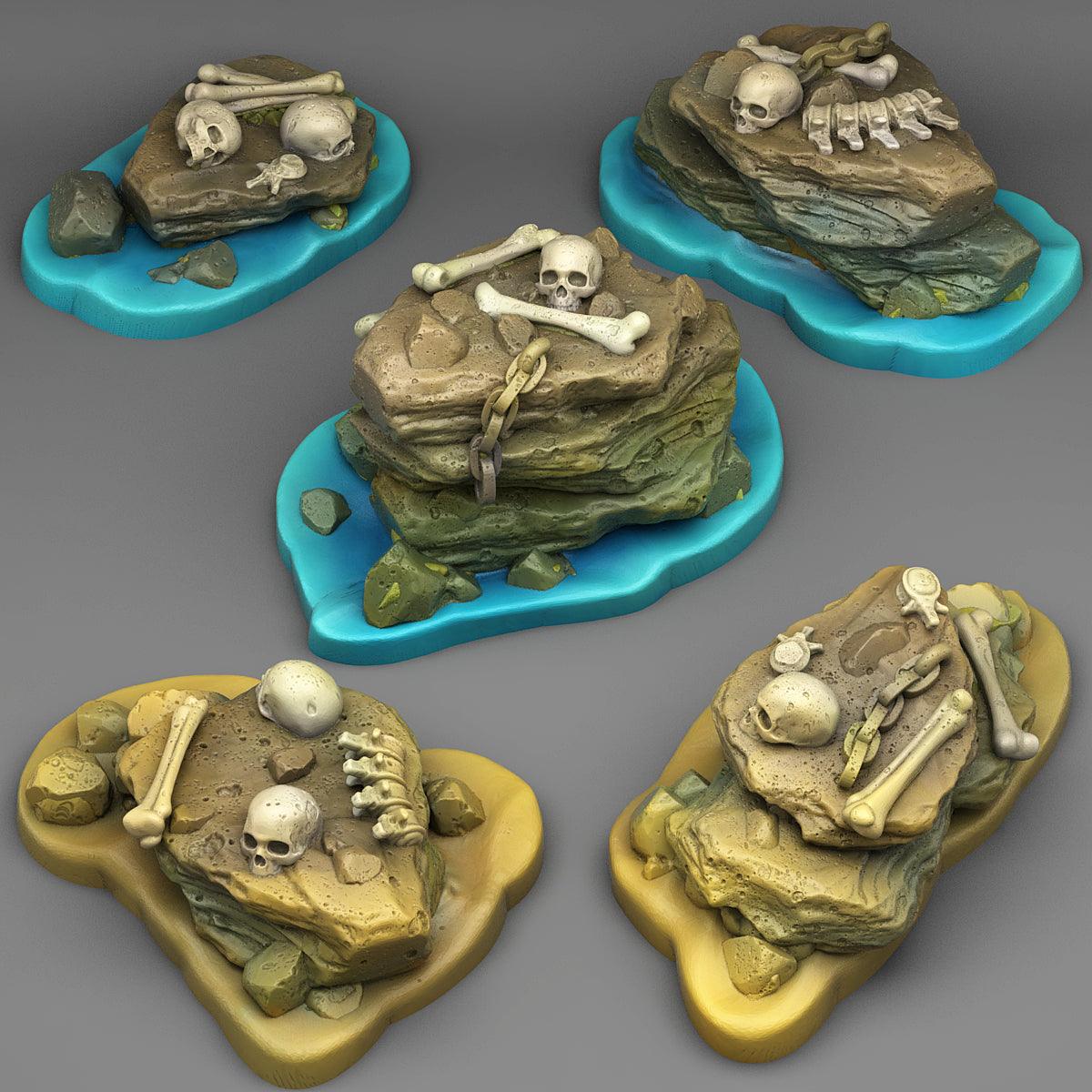 3D Printed Fantastic Plants and Rocks Pirates Stones 28mm - 32mm D&D Wargaming