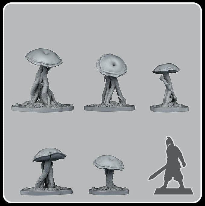 3D Printed Fantastic Plants and Rocks Poisonous Swamp Mushrooms 28mm - 32mm D&D Wargaming