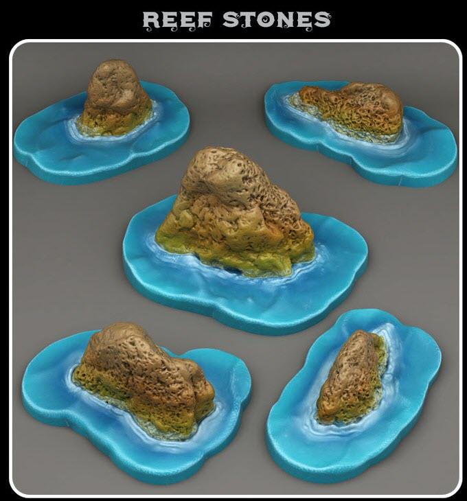 3D Printed Fantastic Plants and Rocks Reef Stones 28mm - 32mm D&D Wargaming