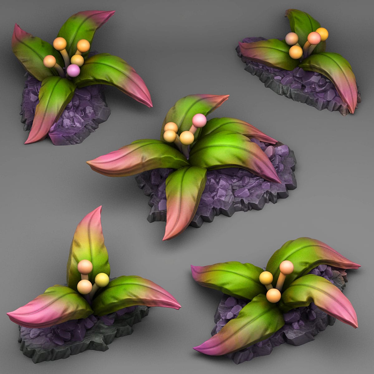 3D Printed Fantastic Plants and Rocks Romantic Plants 28mm - 32mm D&D Wargaming