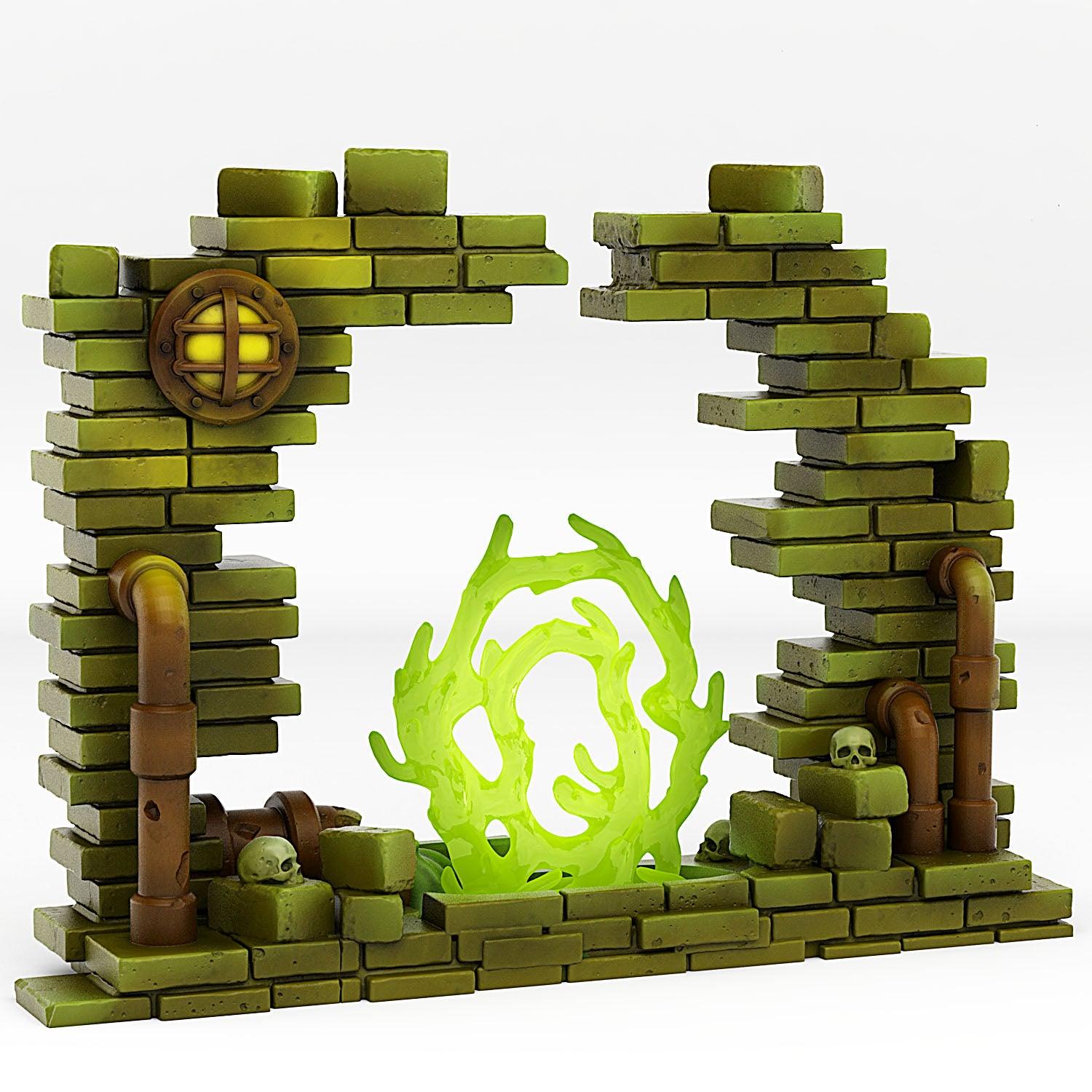 3D Printed Fantastic Plants and Rocks  Sewer Portal With Its Toxic Liquid Effect 28mm - 32mm D&D Wargaming