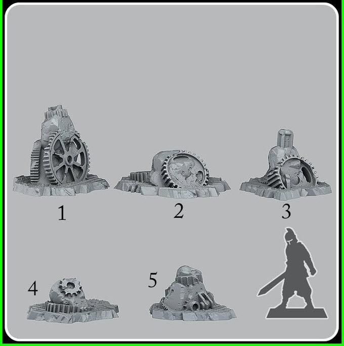3D Printed Fantastic Plants and Rocks Steampunk Stones 28mm - 32mm D&D Wargaming