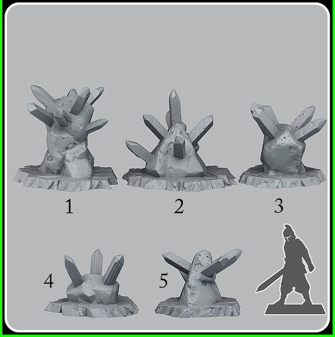 3D Printed Fantastic Plants and Rocks Trap Rocks 28mm - 32mm D&D Wargaming