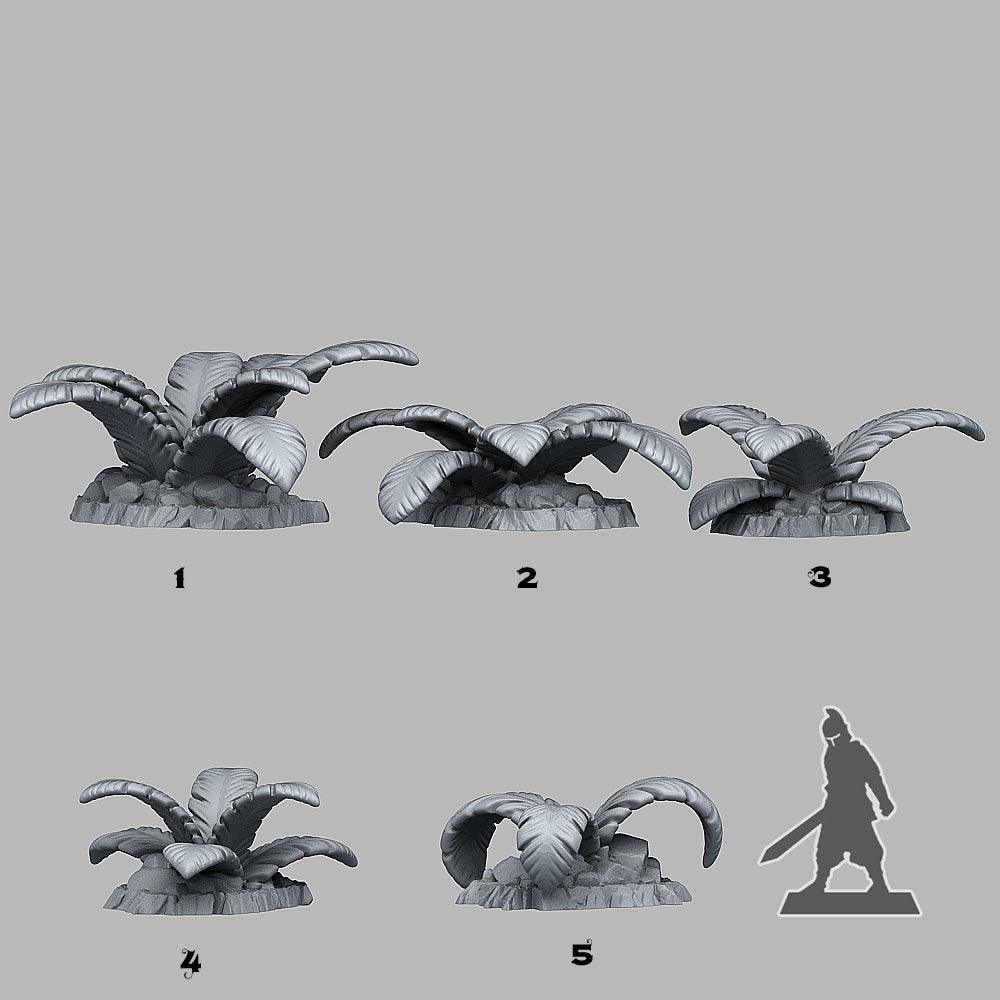 3D Printed Fantastic Plants and Rocks Tropical Island Plants 28mm - 32mm D&D Wargaming
