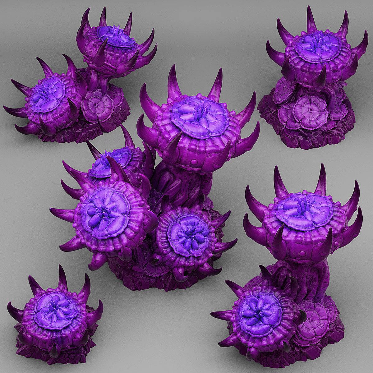 3D Printed Fantastic Plants and Rocks Underdark Flowers 28mm - 32mm D&D Wargaming