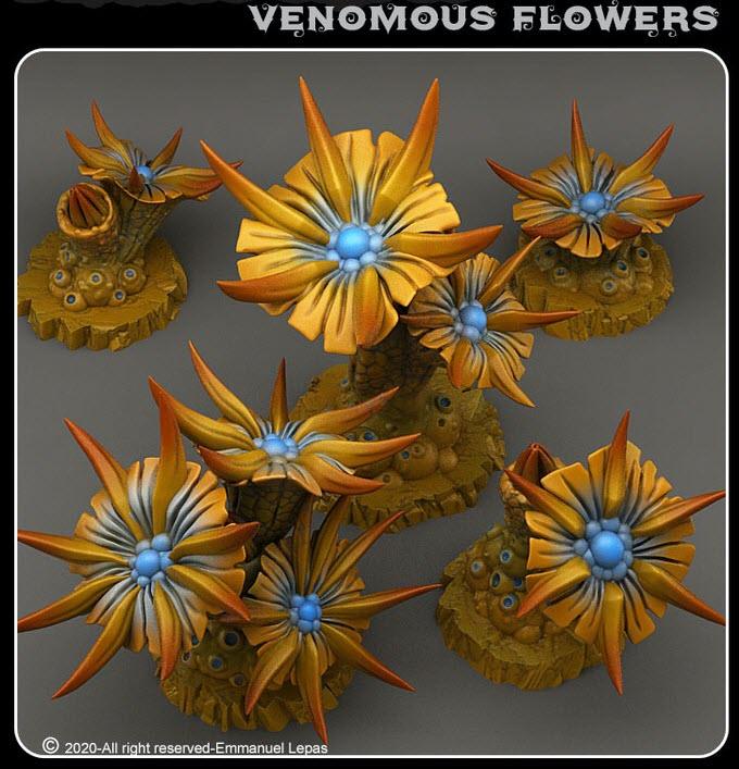 3D Printed Fantastic Plants and Rocks Venomous Flowers 28mm - 32mm D&D Wargaming