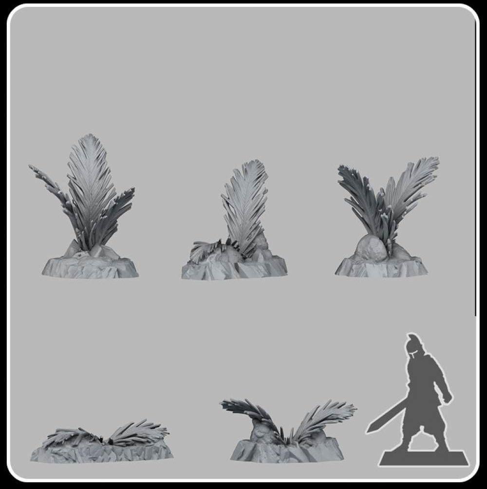 3D Printed Fantastic Plants and Rocks Venusian Ferns 28mm - 32mm D&D Wargaming