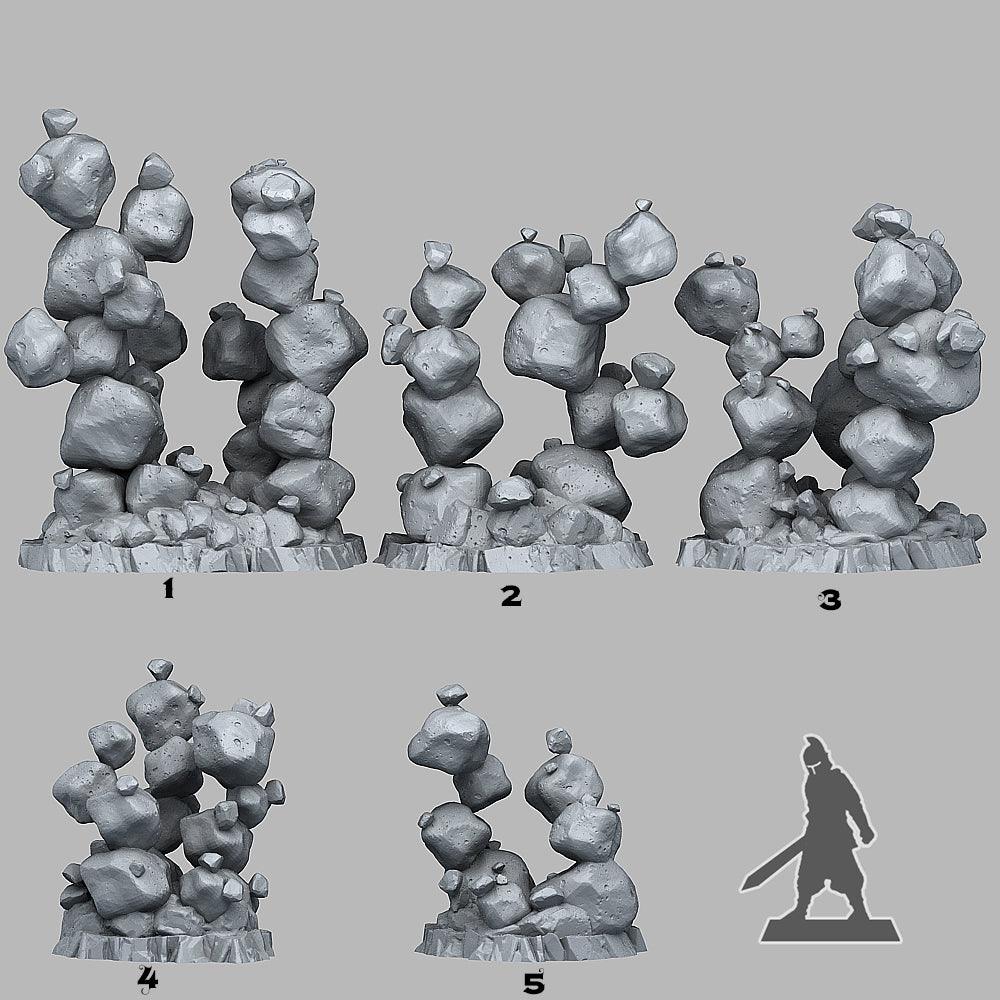 3D Printed Fantastic Plants and Rocks Zero Gravity Stones 28mm - 32mm D&D Wargaming