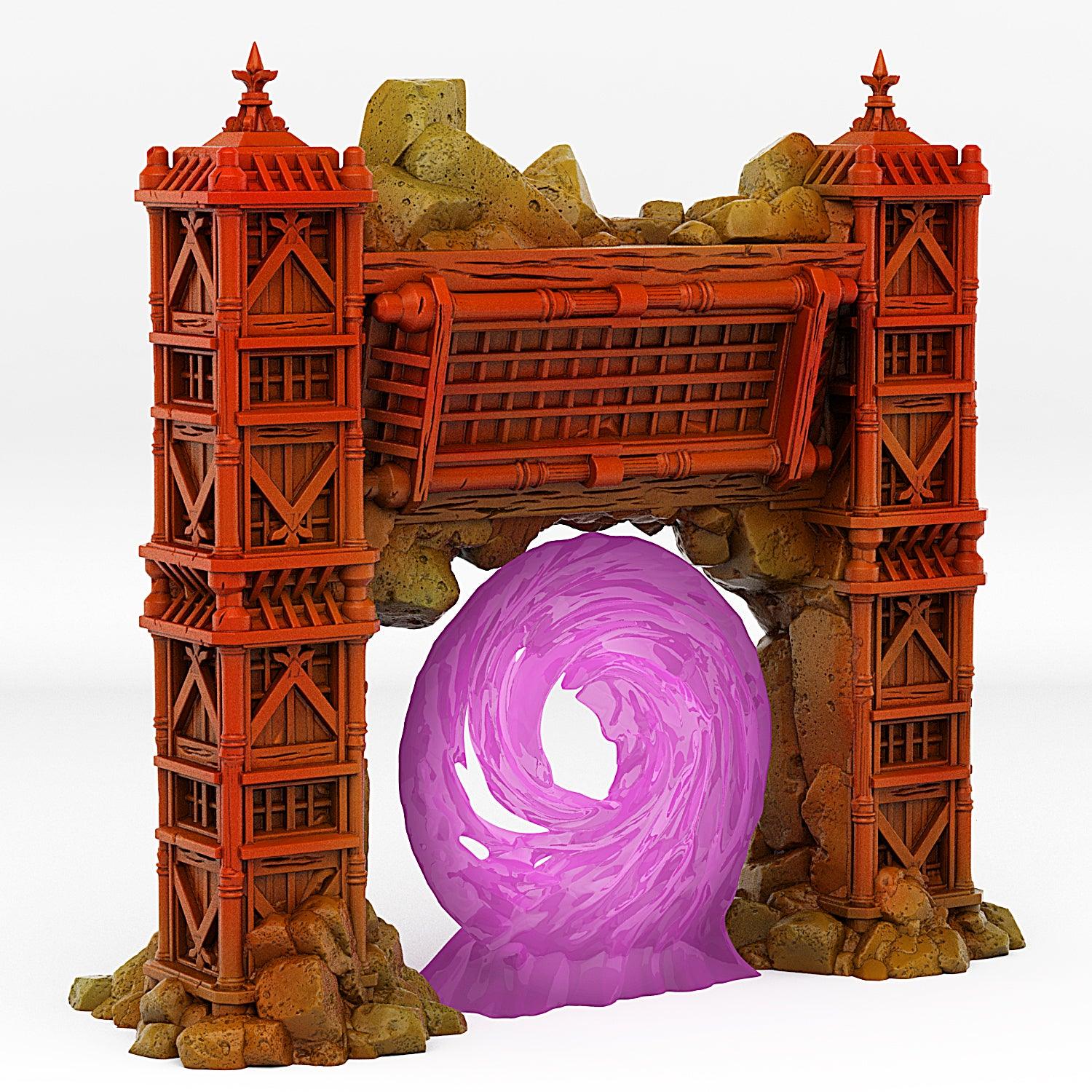 3D Printed Fantastic Portals and Effects Ancient Asian Temple Portal 28mm - 32mm D&D Wargaming