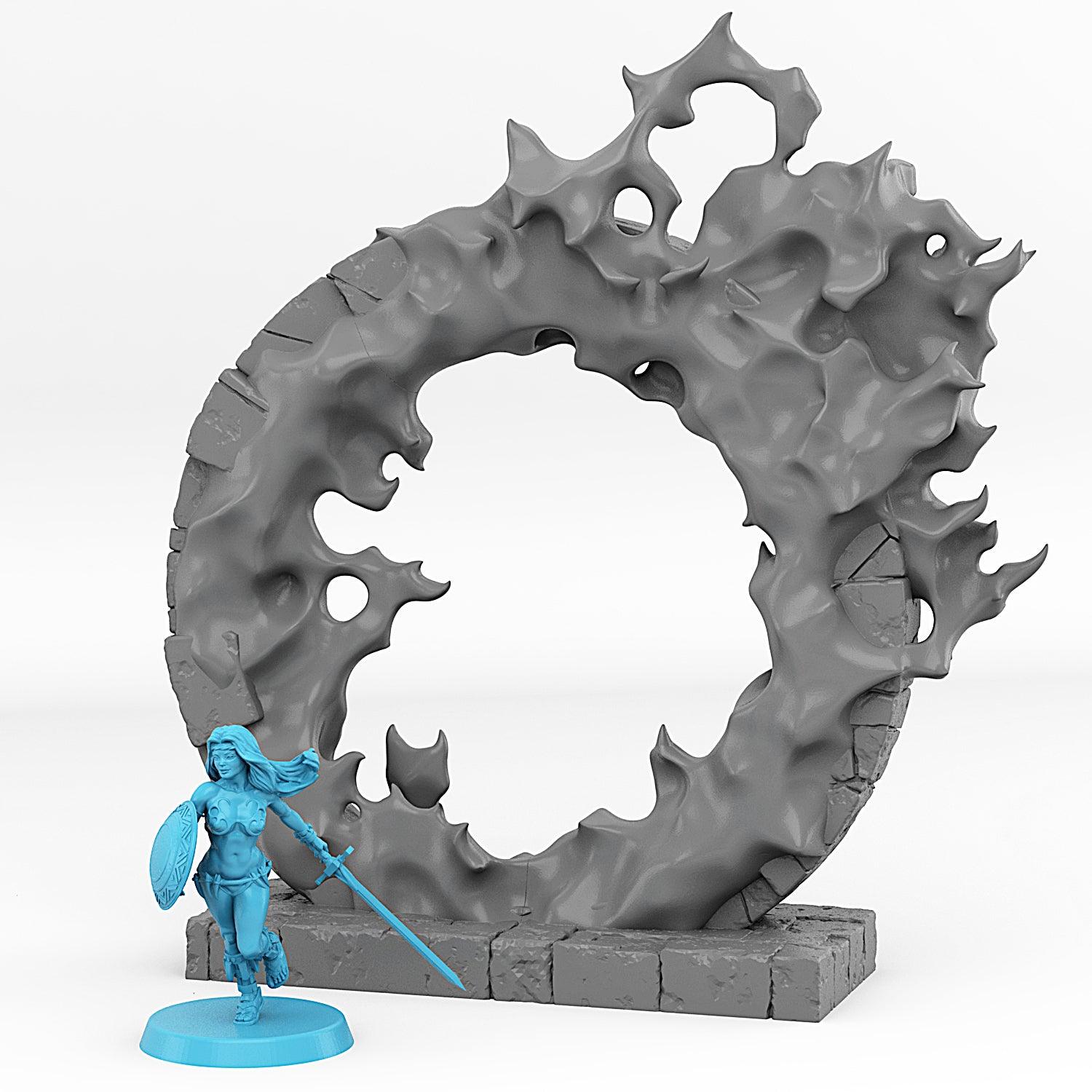 3D Printed Fantastic Portals and Effects Fire Elemental Portal 28mm - 32mm D&D Wargaming