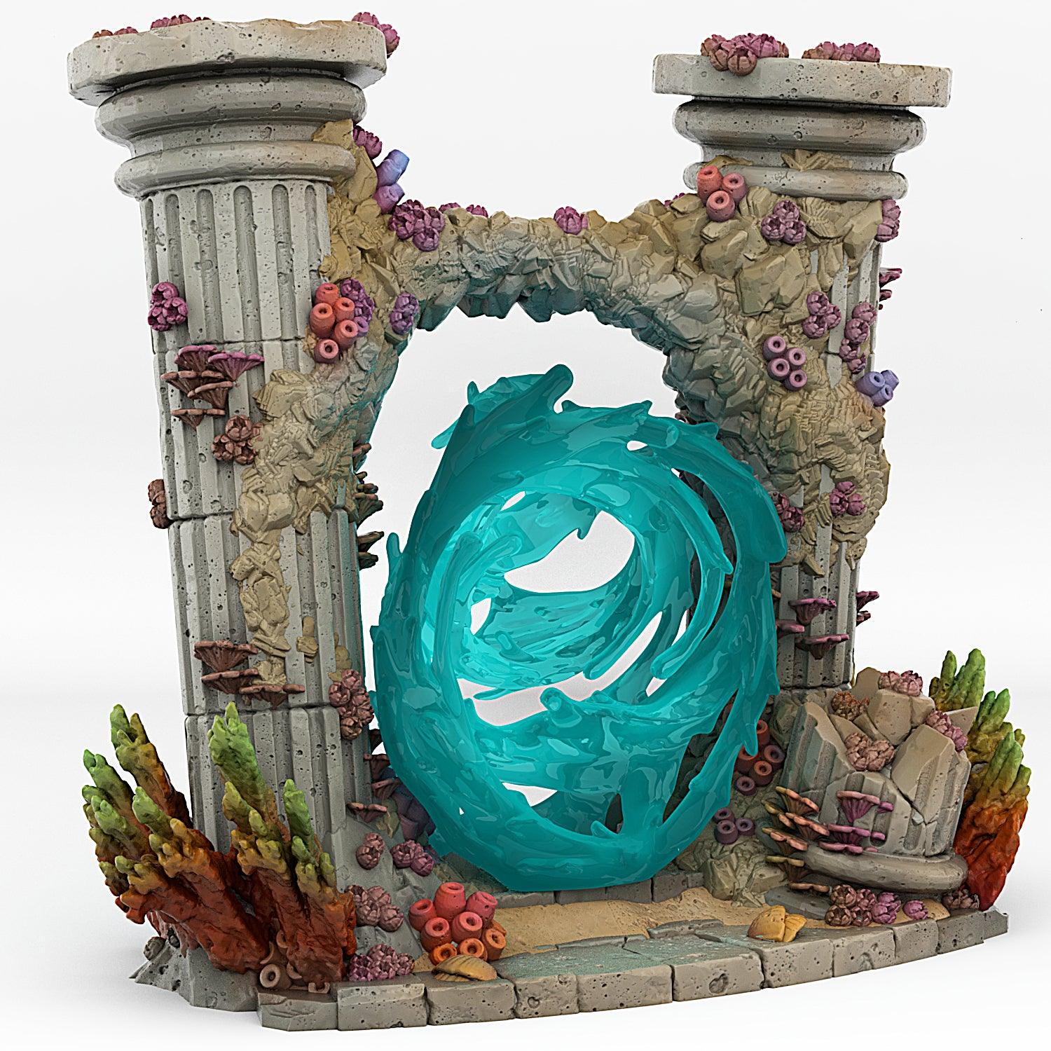 3D Printed Fantastic Portals and Effects Underwater Temple Portal 28mm - 32mm D&D Wargaming