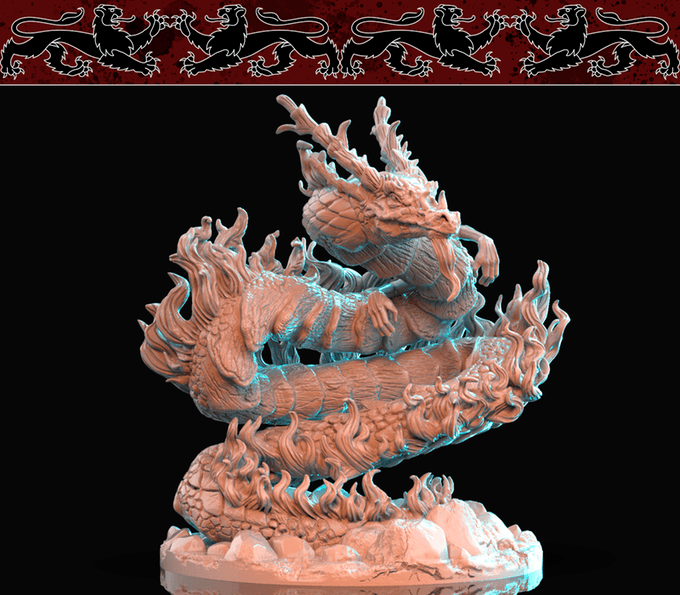 3D Printed Nafarrate -Asian Dragon Bestiary Vol. 1 Bestiary Creatures Volume 1 - 28mm 32mm D&D