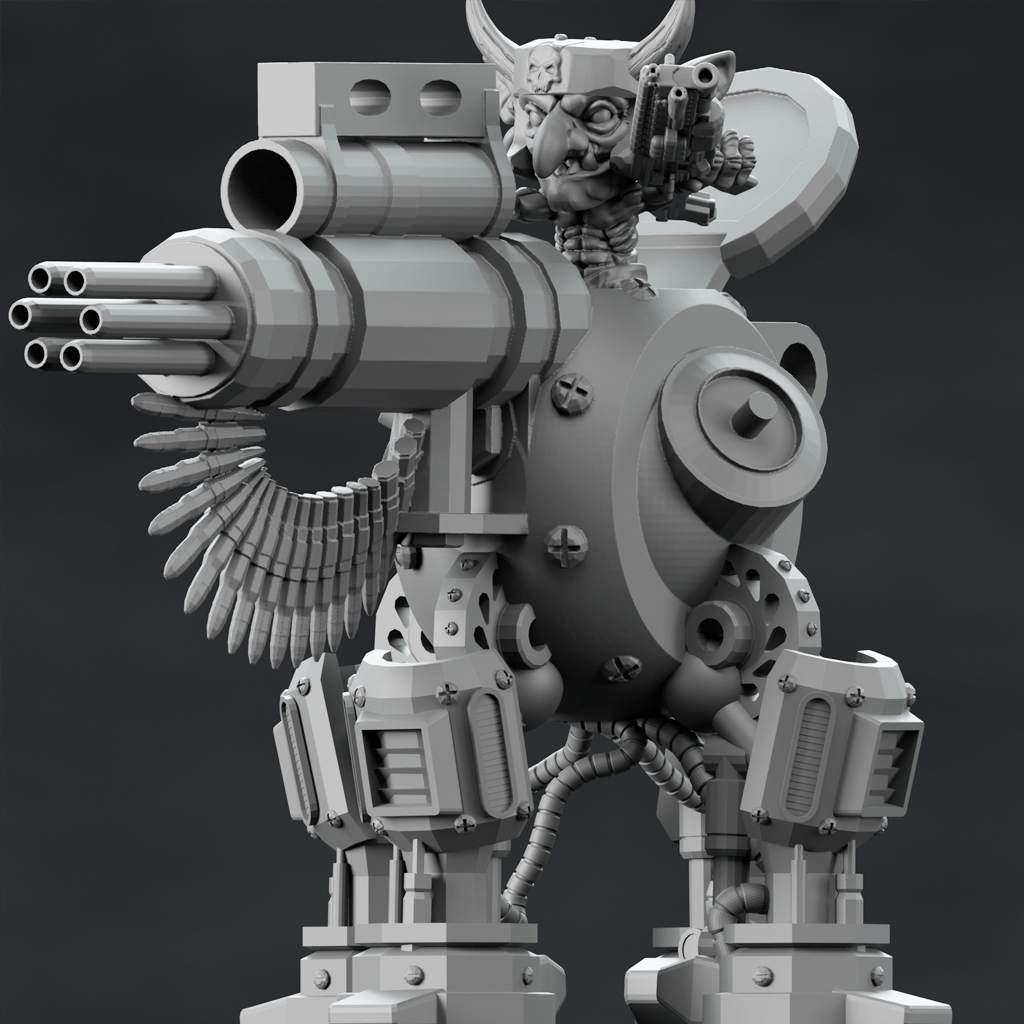 3D Printed Nafarrate Goblin Machine Gun Space Orcs 28mm 32mm D&D