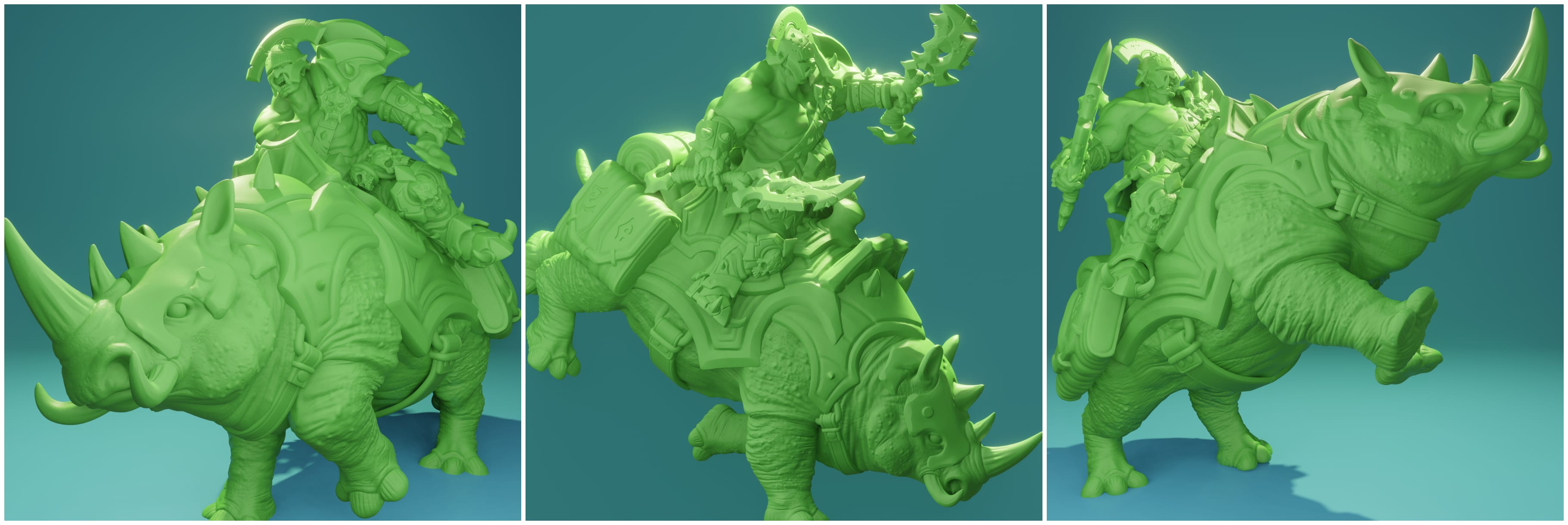 3D Printed Nafarrate Orcs Army Ankylosaurus Rider Orc Set 28 32 mm D&D