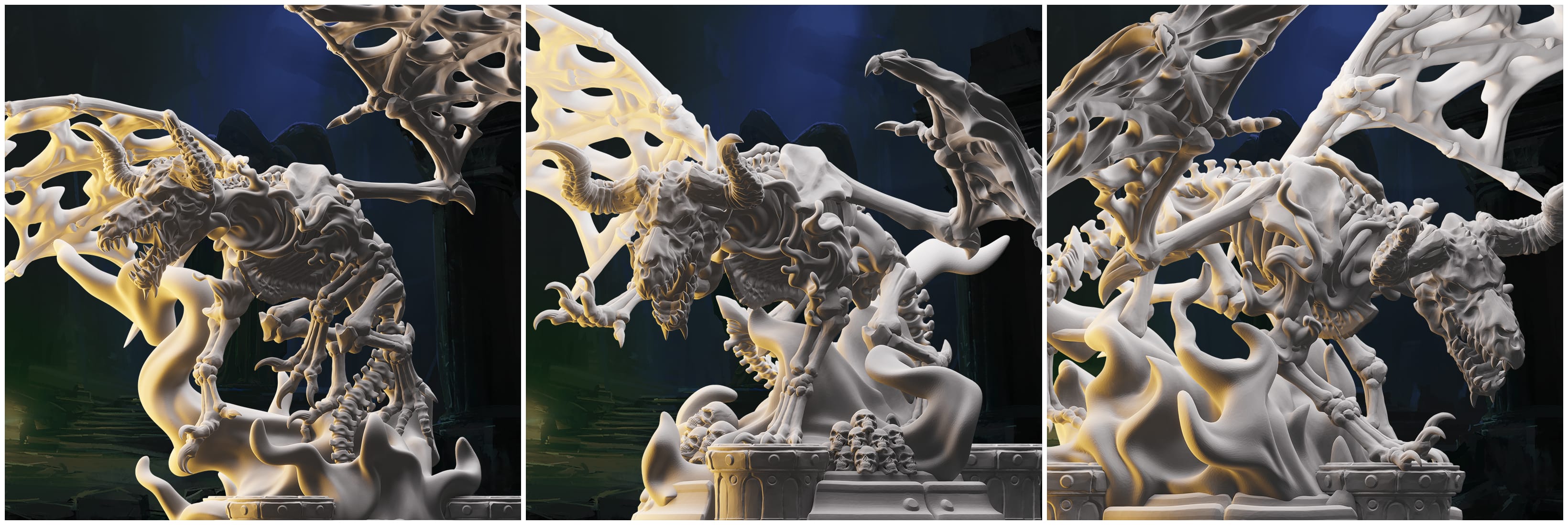 3D Printed Nafarrate Skeletons Army Bone Dragon Set 28mm 32mm D&D