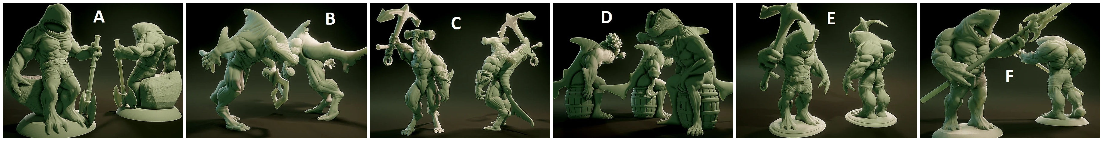 3D Printed Nafarrate Wereshark Lovecraftian Bestiary 28 32 mm D&D