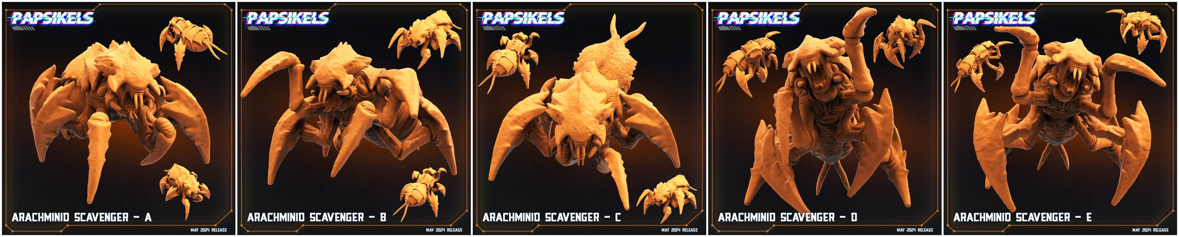 3D Printed Papsikels Arachminid Scavenger Set Democracy Troopers Bugs and Bots 28mm 32mm