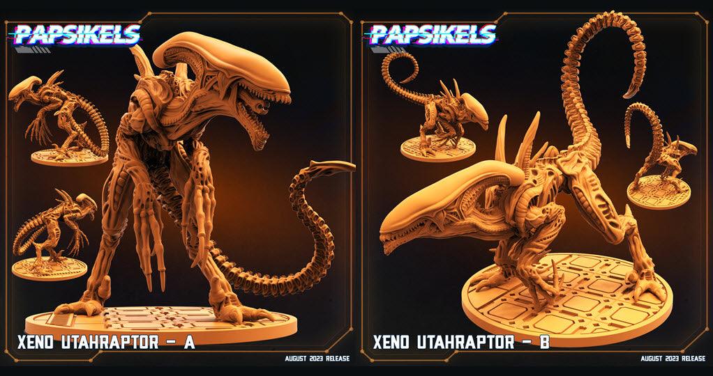3D Printed Papsikels August 2023 - Xenowars Genesis Xeno Utahraptor Set 28mm 32mm