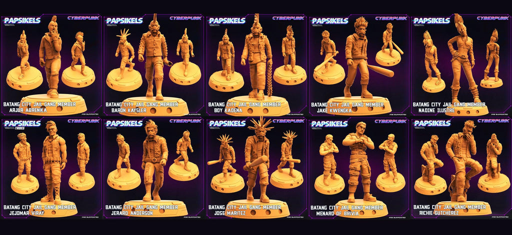 3D Printed Papsikels - Batang City Jail Gang Street Punk Set - 28mm 32mm