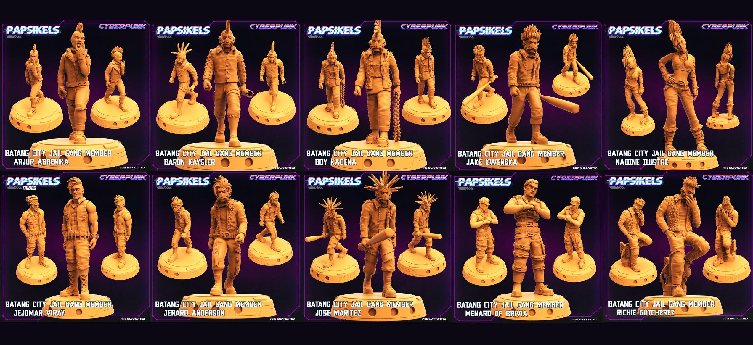 3D Printed Papsikels - Batang City Jail Gang Street Punk Set - 28mm 32mm