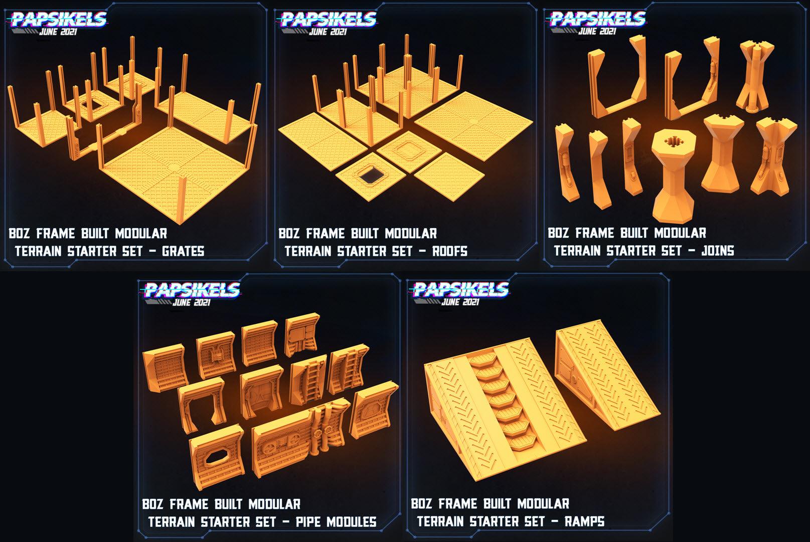 3D Printed Papsikels Boz Frame Built Modular Terrain Starter Set Aliens vs Humans Part 2 28mm 32mm