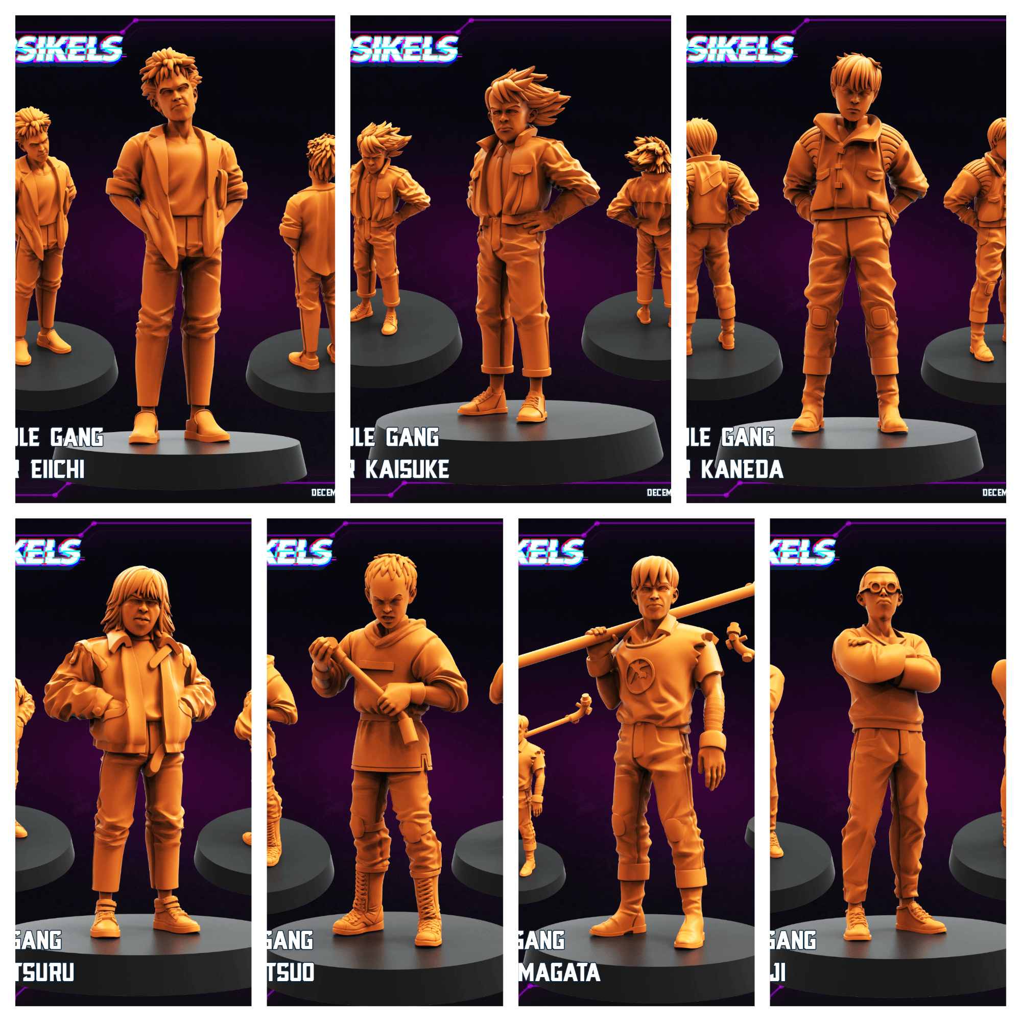 3D Printed Papsikels Capsule Gang Biker Members Dec. 2024 Cyberpunk 28mm 32mm