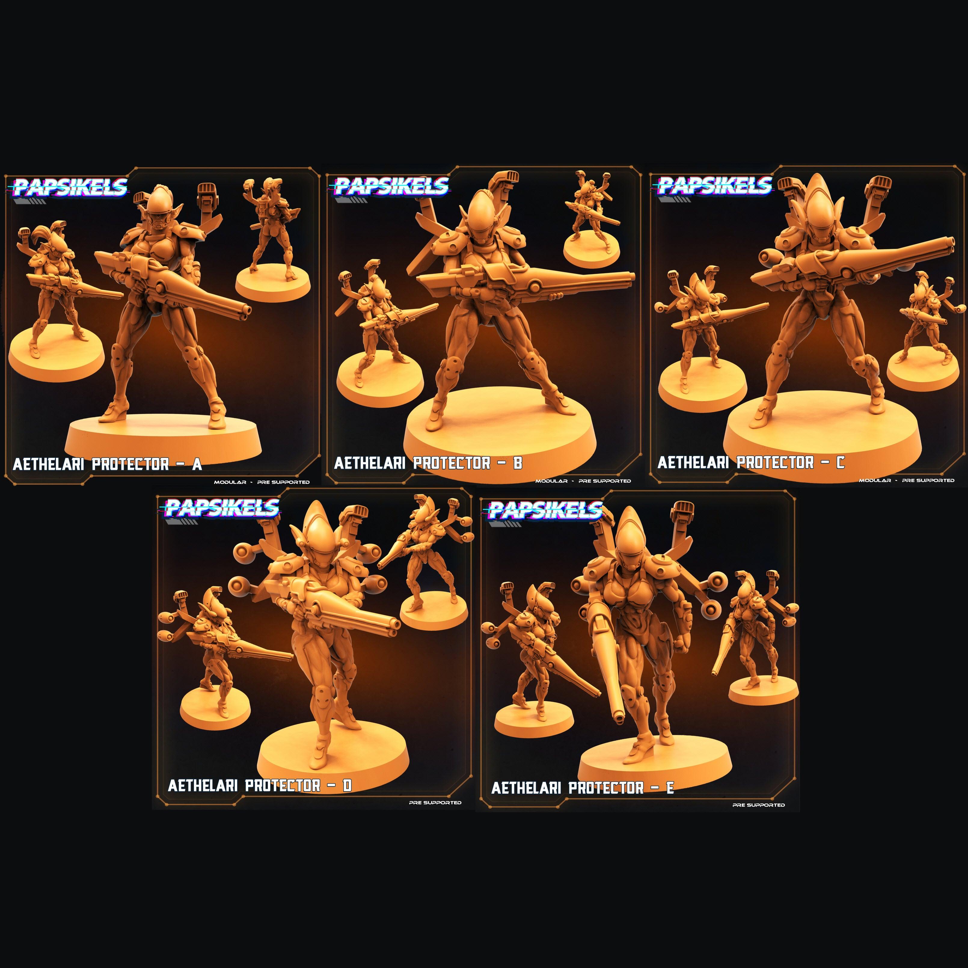 3D Printed Papsikels Cyberpunk Sci-Fi Aethelari Protector Set - 28mm 32mm