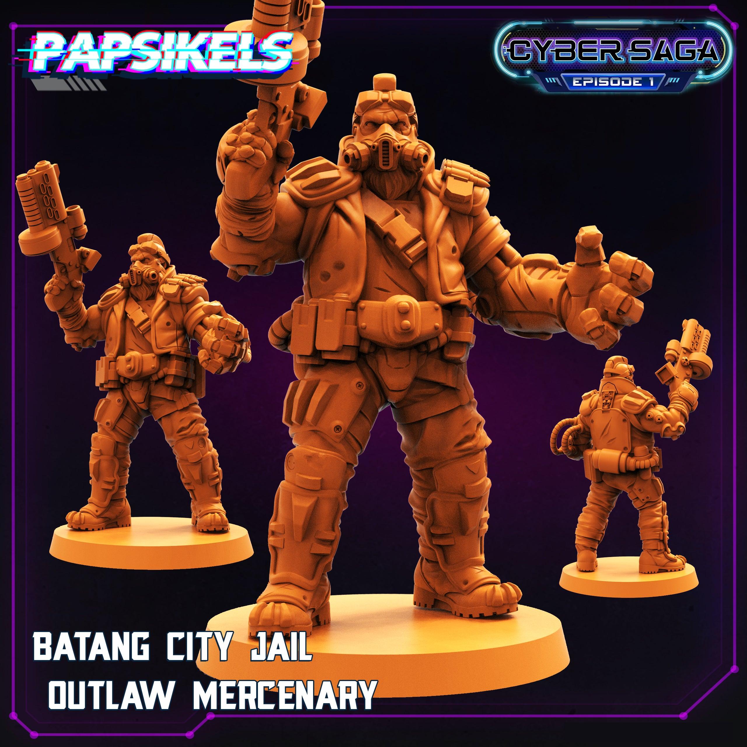 3D Printed Papsikels Cyberpunk Sci-Fi Batang City Jail Outlaw Mercenary Cyber Saga - 28mm 32mm