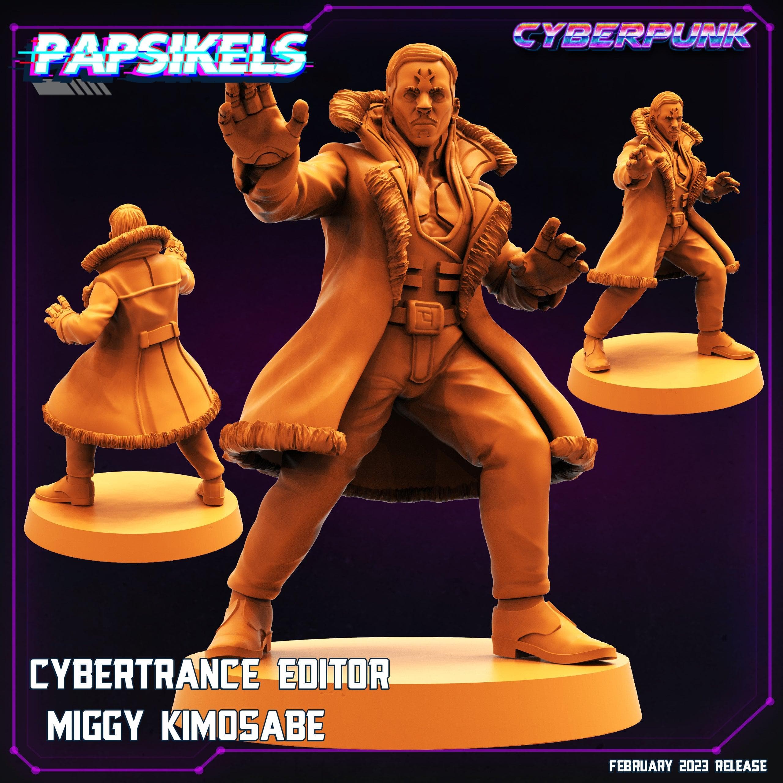 3D Printed Papsikels Cyberpunk Sci-Fi - Cybertrance Editor Miggy Kimosabe - 28mm 32mm