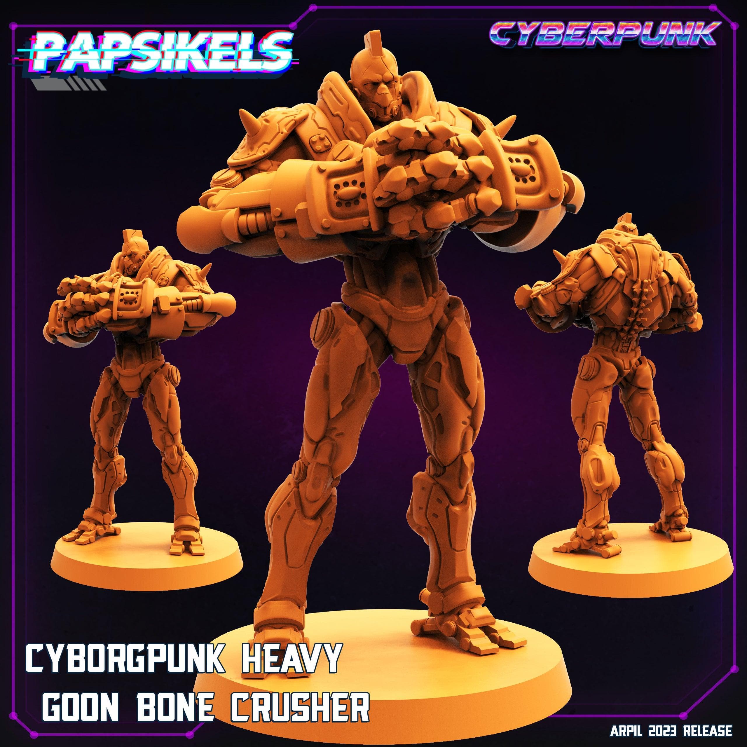 3D Printed Papsikels Cyberpunk Sci-Fi - Cyborgpunk Bald Heavy Goon Aggro Crusher- 28mm 32mm