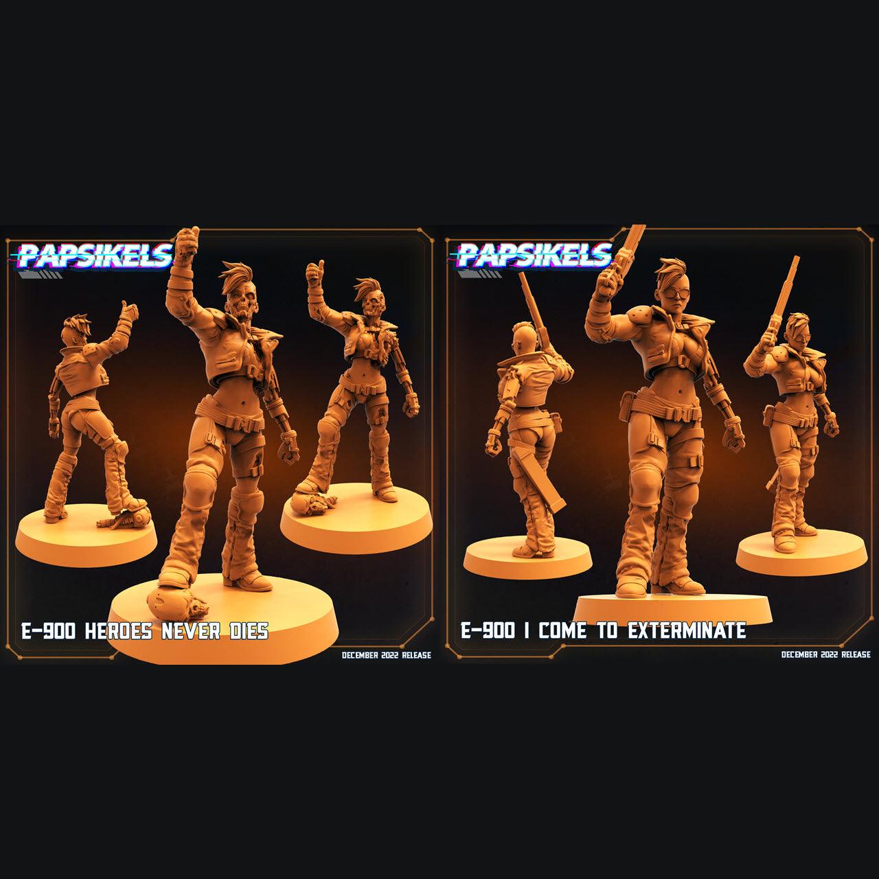 3D Printed Papsikels Cyberpunk Sci-Fi E-900 Set - 28mm 32mm