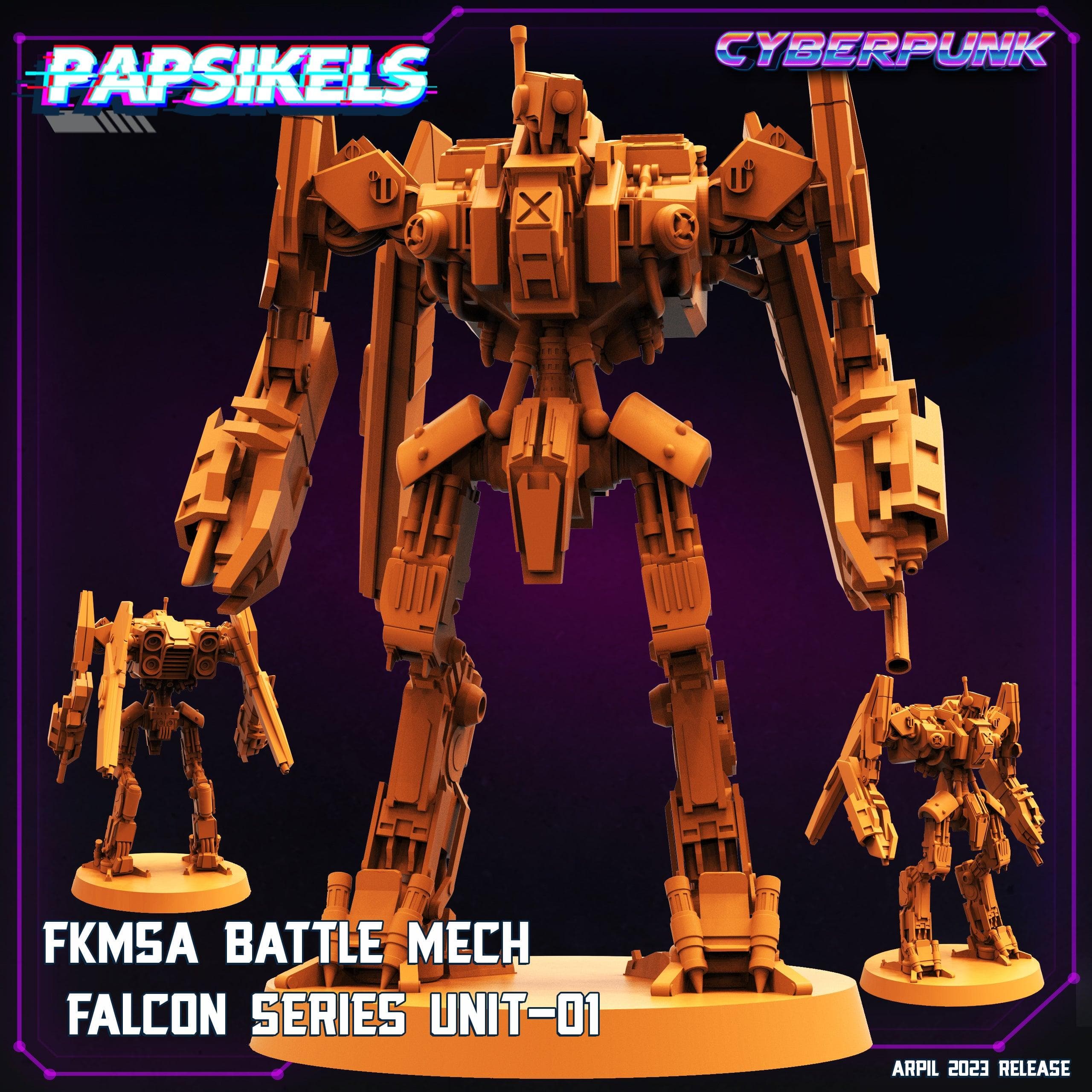 3D Printed Papsikels Cyberpunk Sci-Fi - Fkmsa Battle Mech Falcon Series Unit 01- 28mm 32mm