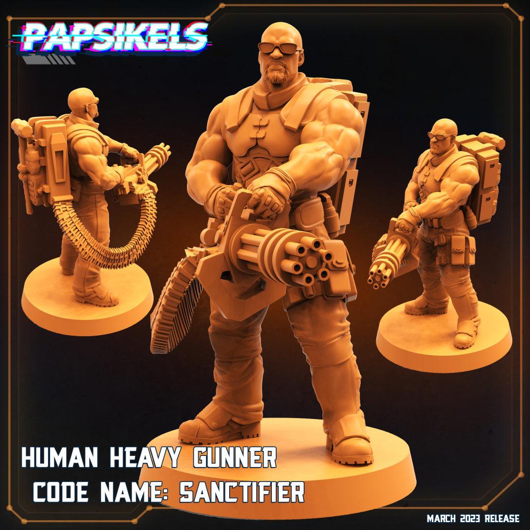3D Printed Papsikels Cyberpunk Sci-Fi - Human Gunner Code Name Sanctifier - 28mm 32mm