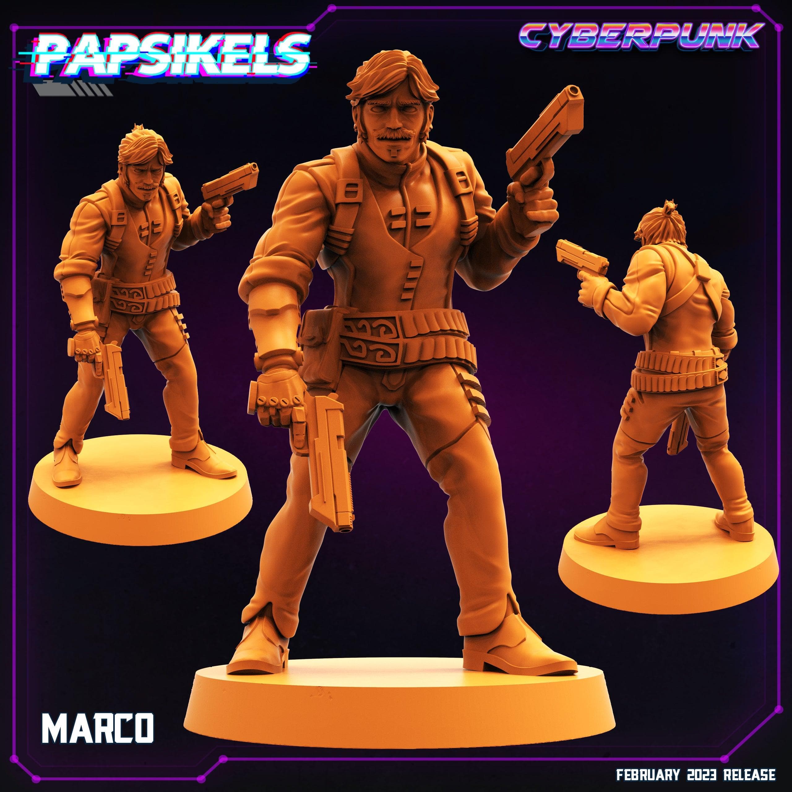 3D Printed Papsikels Cyberpunk  Sci-Fi - Marco - 28mm 32mm
