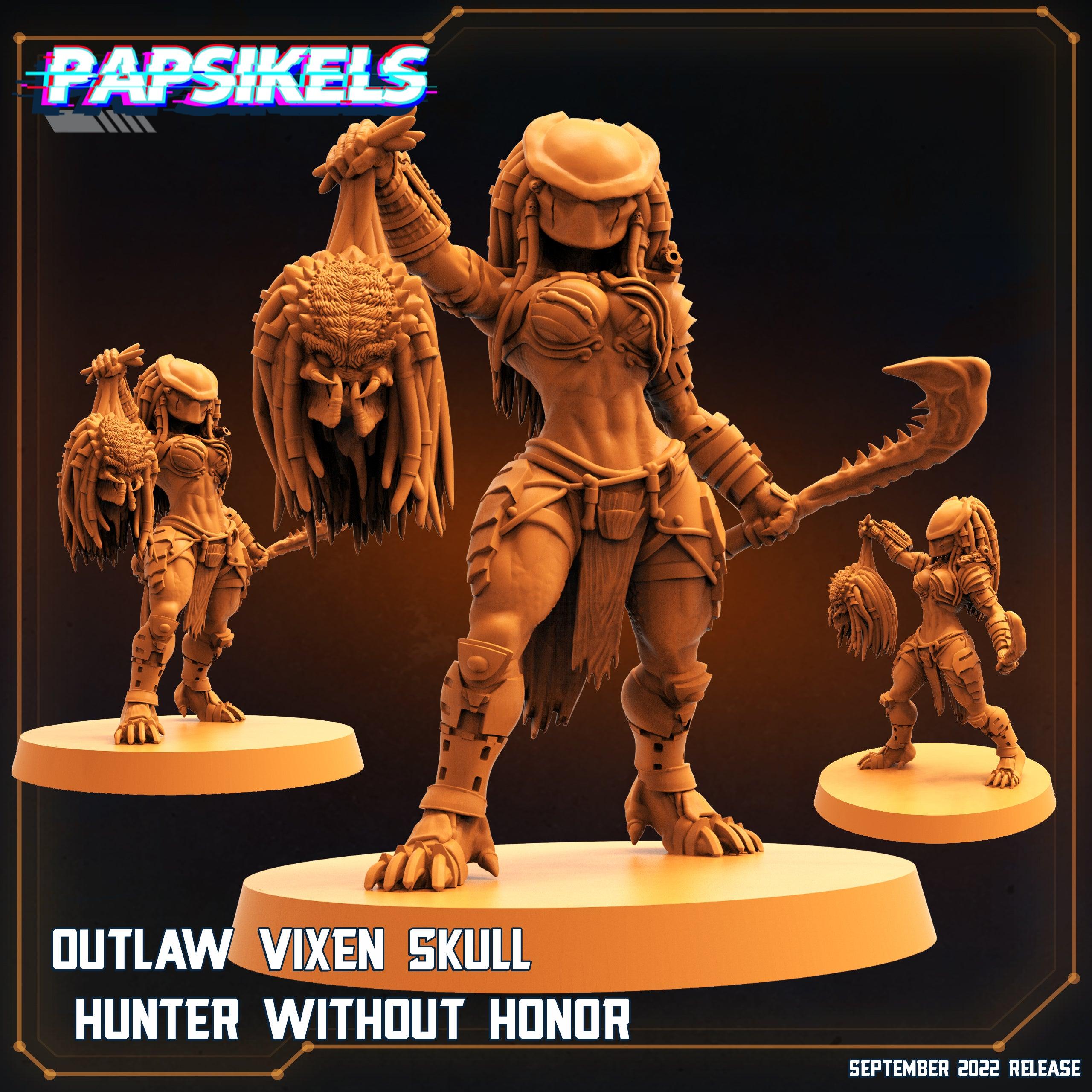 3D Printed Papsikels Cyberpunk Sci-Fi Outlaw Vixen Skull Hunter Without Honor - 28mm 32mm