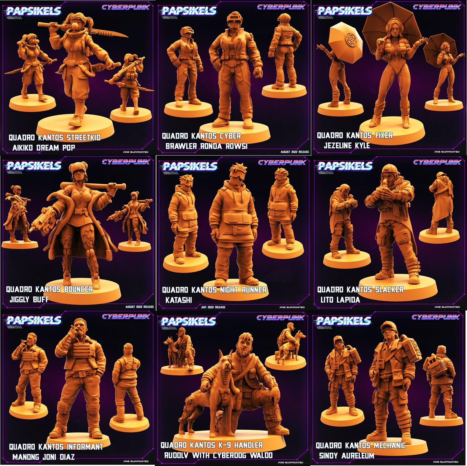 3D Printed Papsikels Cyberpunk Sci-Fi Quadro Kantos Set - 28mm 32mm