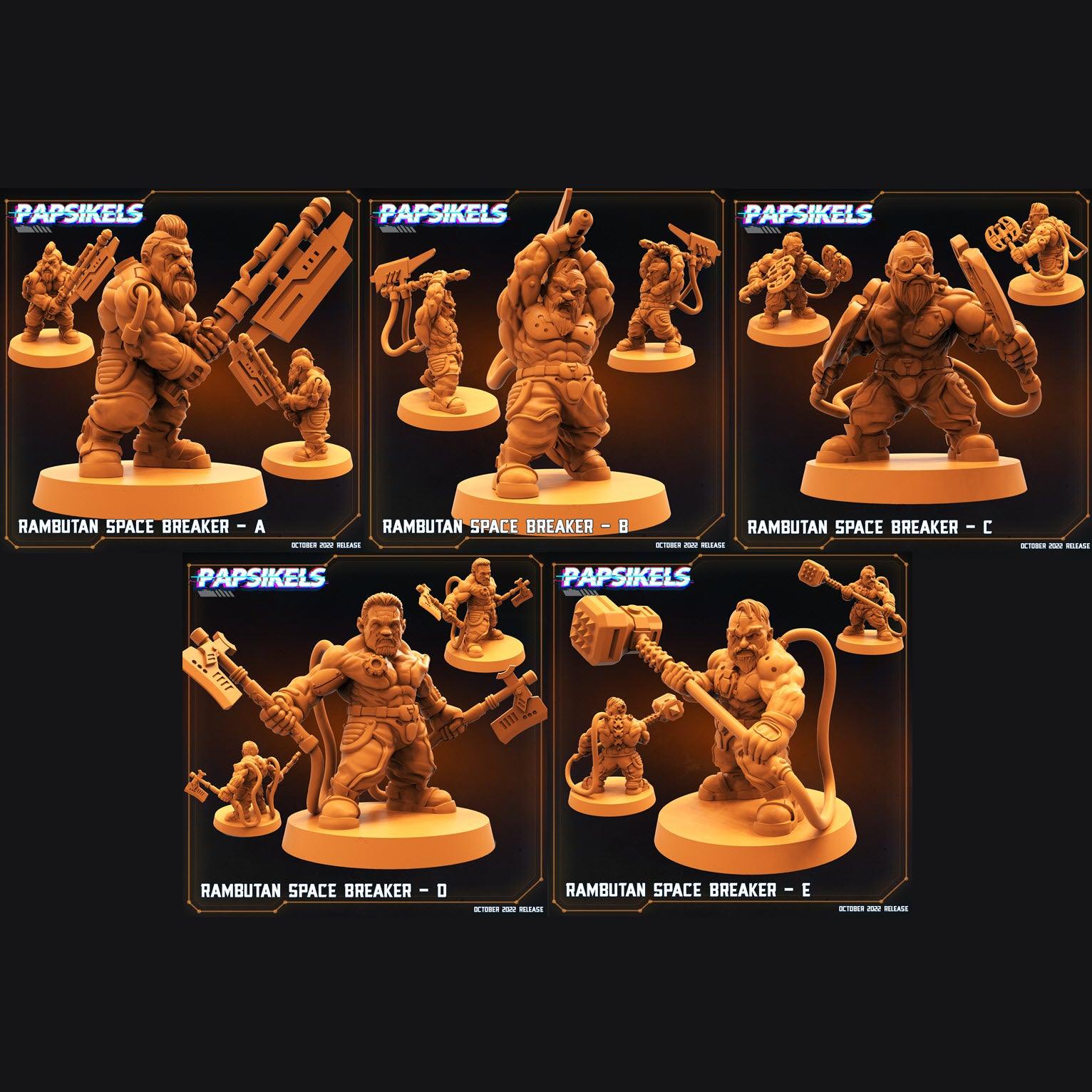 3D Printed Papsikels Cyberpunk Sci-Fi Rambutan Space Breakers Set - 28mm 32mm
