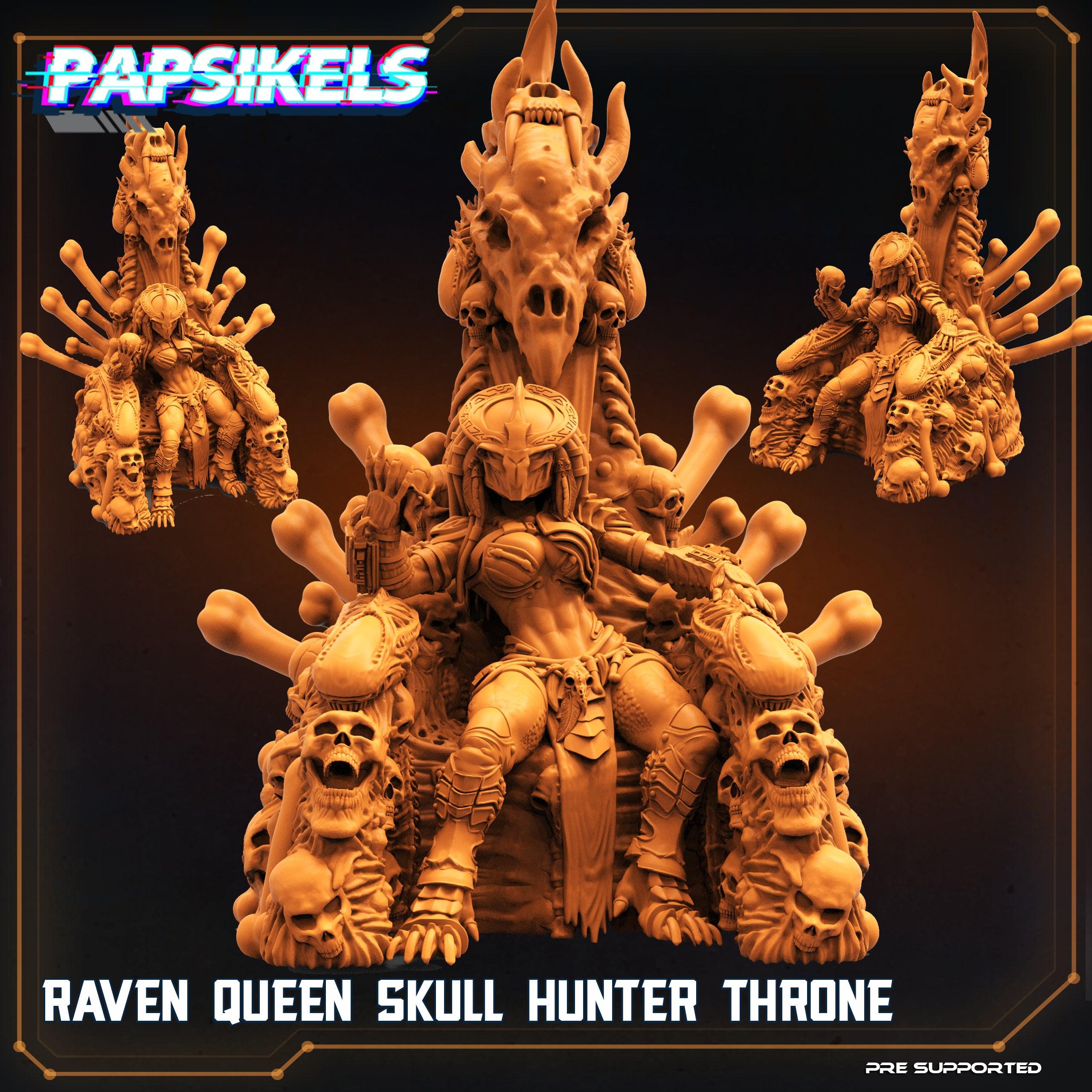3D Printed Papsikels Cyberpunk Sci-Fi Raven Queen Hunter Skull Throne - 28mm 32mm