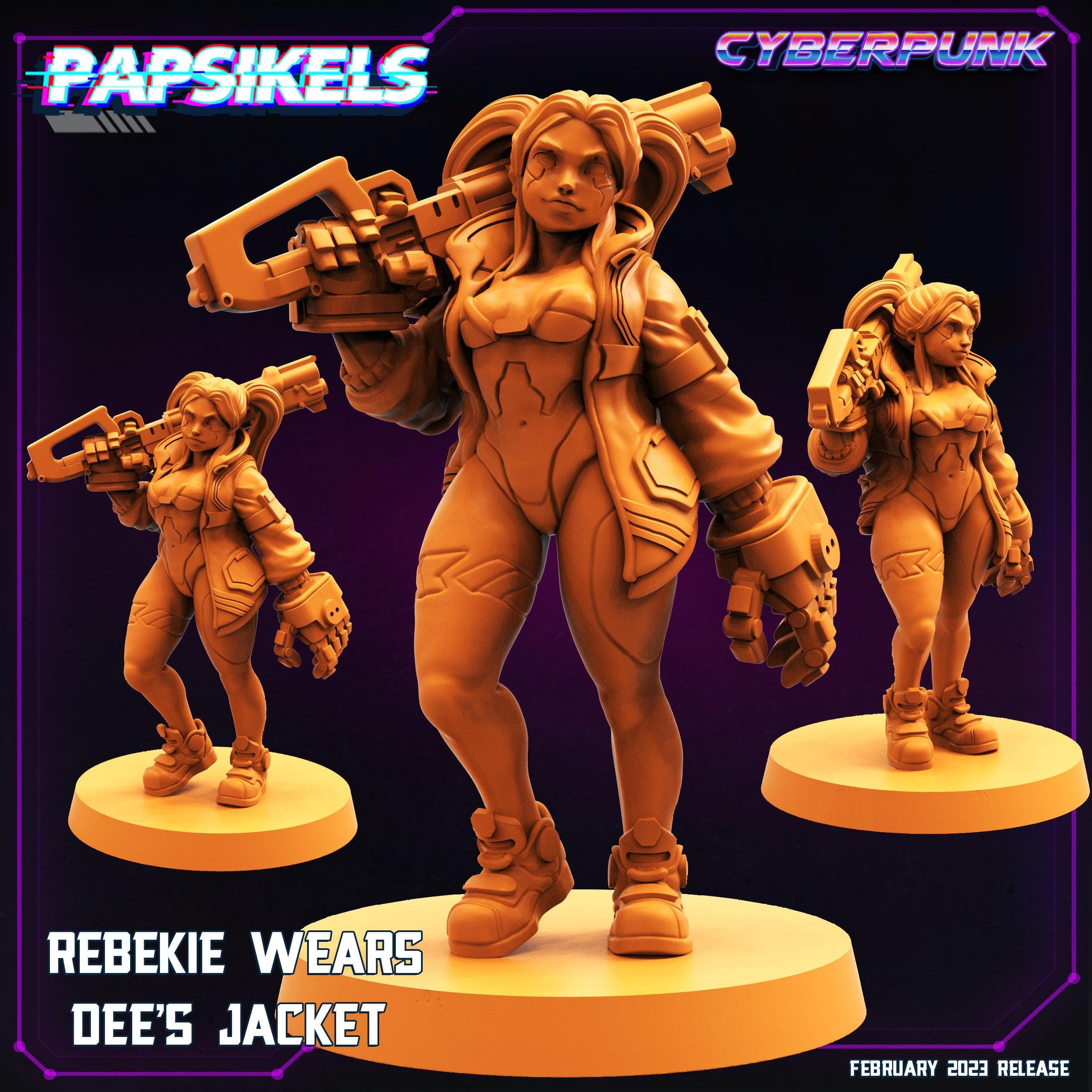 3D Printed Papsikels Cyberpunk Sci-Fi - Rebekie Wears Dee Ramirez Jacket - 28mm 32mm