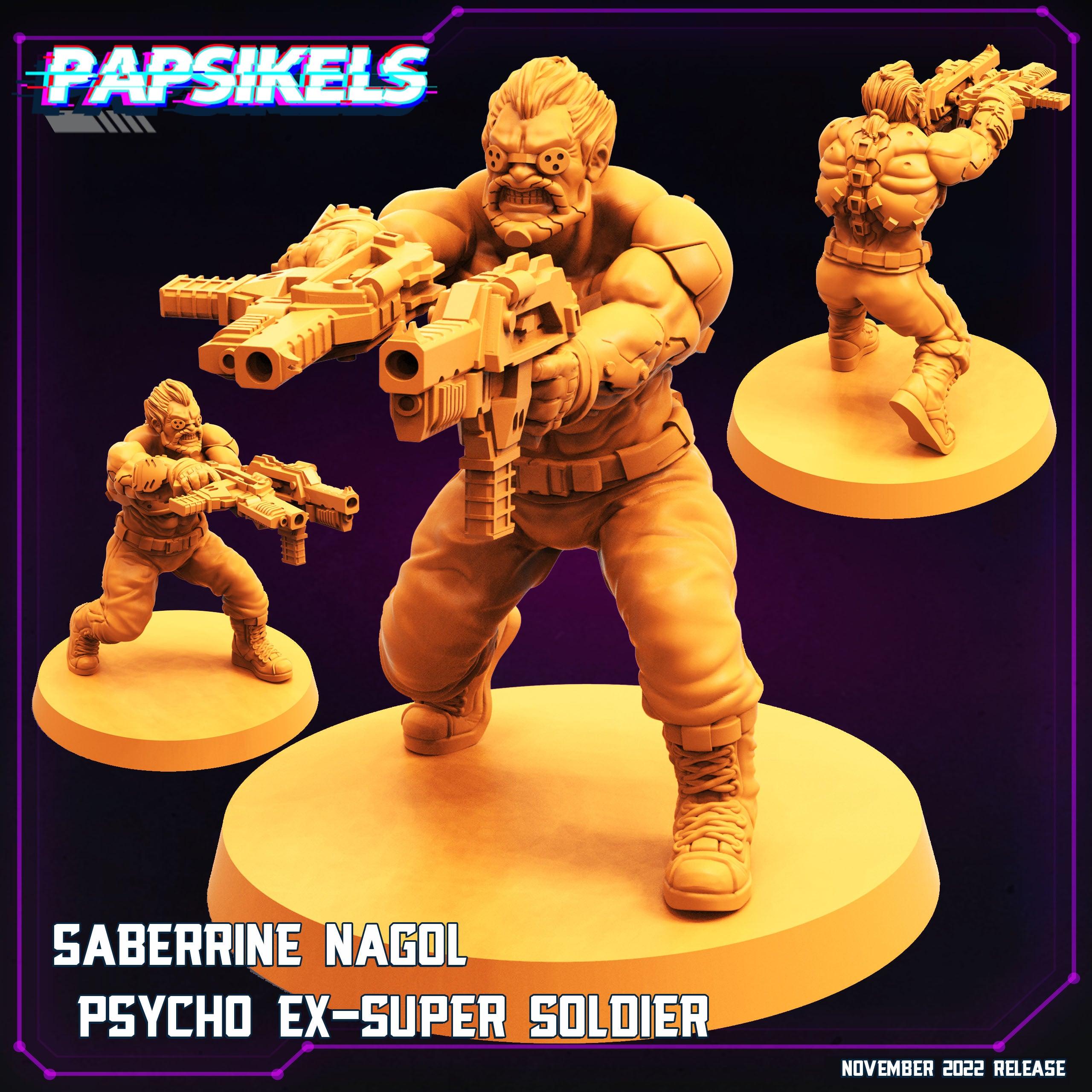 3D Printed Papsikels Cyberpunk Sci-Fi Saberrine Nagol Psycho Ex Super Soldier - 28mm 32mm